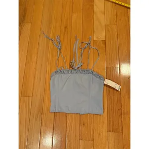 Out From Under Corset Bustier Crop Top Womens M Light Blue Lace-Up Ruched thumbnail 4