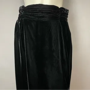 Vintage Velvet Skirt‎ Gathered Waistband Black Midi Straight Michelle Stuart thumbnail 4