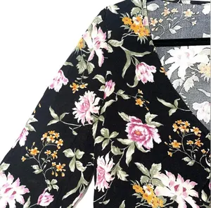 American Eagle Tie Front Floral Print Top Black Multi Ruffle Hem Peplum thumbnail 6