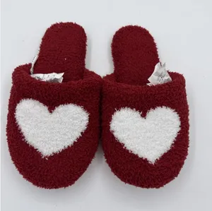 Pottery Barn Heart Jacquard Red & White Slippers Sz Small thumbnail 1