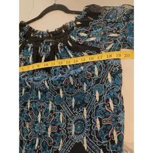 White House Black Market Womens M Blouse Royal Blue Paisley Metallic Boho thumbnail 8