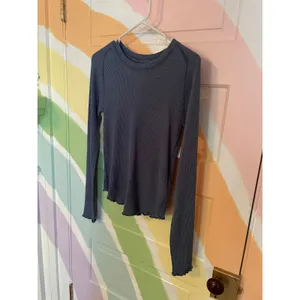 Free People We The Free Thermal Waffle Knit Long Sleeve Top NWT Small Dark Blue thumbnail 3