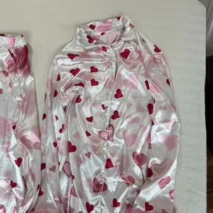Women's Two Piece Silky Pink Long Sleeve and Pant Pajamas Size XXL #260422 thumbnail 5
