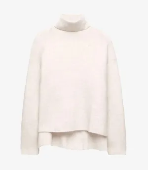 Oysho ribbed asymmetric high neck turtleneck knit sweater thumbnail 5