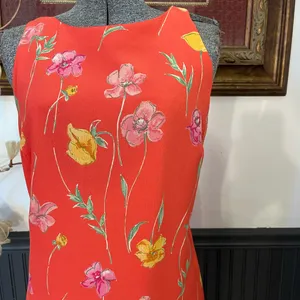 Vintage Plaza South Vibrant Floral Print Sleeveless Maxi Dress ~ Size 10💚🍄 thumbnail 4