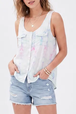 Aeropostale Tank Top Womens M Tie Dye Multicolor Button Down Sleeveless thumbnail 1