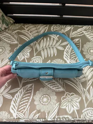 Light Blue Leather Hand Bag with Buckle Detail thumbnail 5