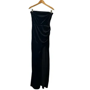 BHLDN Luella Black‎ Velvet Strapless Maxi Dress w/ Slit Size Medium thumbnail 3