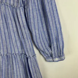 Rails Everly Ludlow Stripe Tiered Linen‎ Blend Mini Dress Blue White Small thumbnail 10