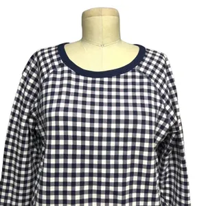 Draper James Natalie Sweatshirt in Navy Blue Gingham Size Medium‎ thumbnail 3