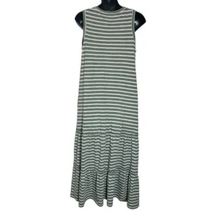 ✨Pact Apparel // Women’S Green Stripe Relaxed Slub Patio Dress✨ thumbnail 4
