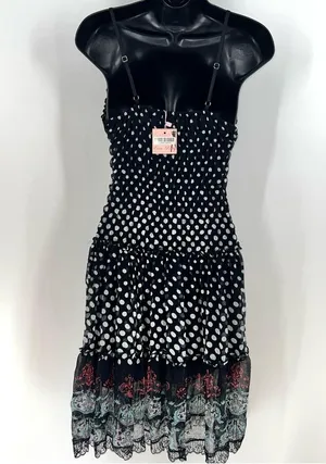 Gurreut Women's Polka Dot Spaghetti Strap Cotton Blend Chiffon Dress-Size L thumbnail 8