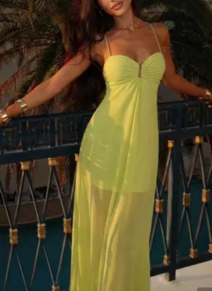 Green Maxi Dress ZARA thumbnail 1