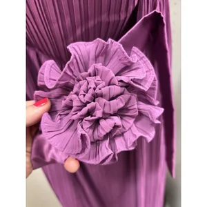 Dessy Collection Pleated Strapless Maxi Dress Sugar Plum Purple Rosette Size 10 thumbnail 3