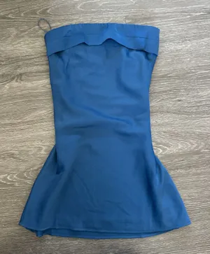 navy blue silk mini dress thumbnail 1
