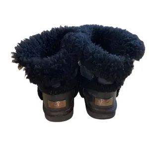 UGG Airehart Black Sheepskin Wool Lined‎ Fold Over Buckle Boots Women's Size 6 thumbnail 3