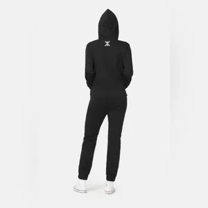 Onepiece Black Hooded Jumpsuit with Logo Patch‎ Size XS EUC thumbnail 3