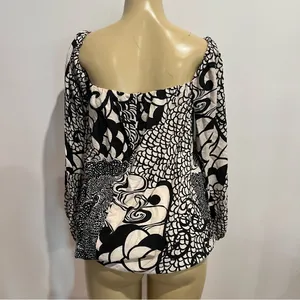Alexis Ellora Mini Dress Sz L Black Cream Long Sleeves Belted thumbnail 5