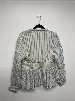 Anthropologie Tommie Long-Sleeve Smocked Front-Zip Blouse thumbnail 10