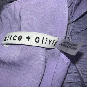 Alice + Olivia Mitsue Plissé Jumpsuit 2 Lilac Pleated Wide Leg Belted thumbnail 11