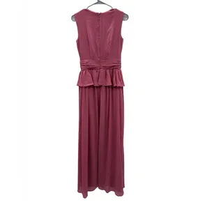 Revolve RTR LDT‎ Pink Rose Metallic Peplum Waist Sleeveless V Neck Maxi Gown Dress Sz 2 thumbnail 7