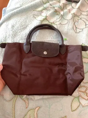 Longchamp Le Pliage Small Handbag Mocha Brown Short Handle Nylon Tote thumbnail 5