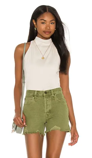 NWT Free People Makai Cutoff Denim Short Olive Garden SZ-31 Frayed Hem thumbnail 1