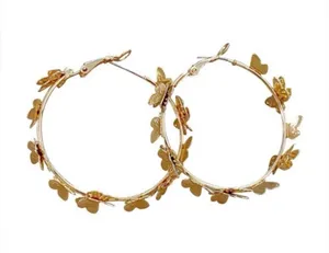 18K Gold Plated Gold Butterfly Hoop Earrings for Women thumbnail 4