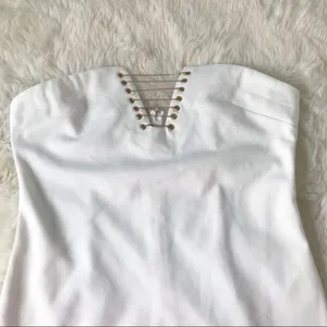 by the way REVOLVE White Strapless Mini‎ Dress Size Large Bodycon Lace Up Chain Party Club thumbnail 5