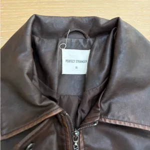 Perfect Stranger Faux Leather Jacket Washed Maxx Size XS Brown thumbnail 4