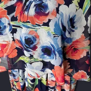 Blue Orange Floral Maxi Dress M V Neck Crisscross Back Summer Boho thumbnail 6