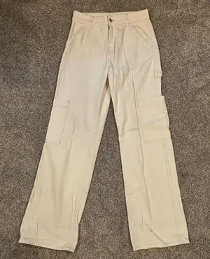 H&M Women Beige Utility Cargo Pants Size US 6 thumbnail 1