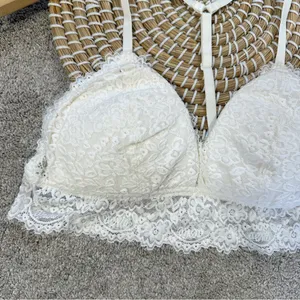 aerie Women’s Lace Padded Triangle Bralette Romantic in Ivory Size L thumbnail 4