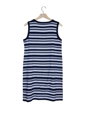 Talbots Women's M Navy Blue White Nautical Stripe Sheath Mini Dress thumbnail 2