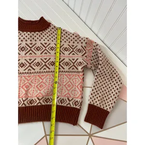 NWT American Eagle Fair Isle Mock Neck Pullover Sweater Brown Pink Womens Size S thumbnail 5