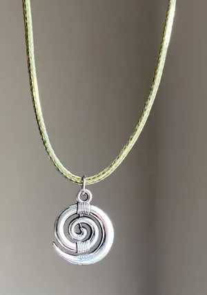 Handmade spiral swirl uzumaki funky boho grunge style necklace🌀 thumbnail 1