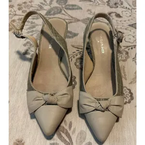 Donald J Pliner Gaga-01ML Mesh & Leather Slingback Bow Pumps Nude Sand 8M thumbnail 2