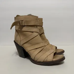 FREEBIRD by Steven Joker Leather Ankle Booties Size 7 Strappy Distressed Boho thumbnail 1