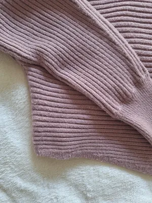 Anthropologie Ribbed Knit Sweater M Oversized Asymmetrical Mauve Purple Pullover thumbnail 4