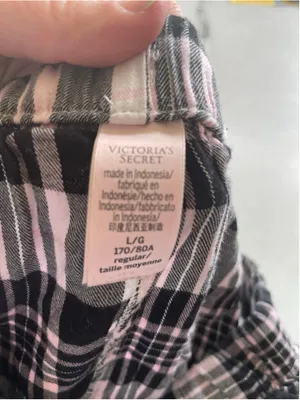 Women's Victoria's Secret Plaid Pajama Pants L Black White thumbnail 3