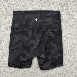 Lululemon Wunder Train Shorts High Rise 6" Black Camo Biker Athletic Women's 6 thumbnail 3