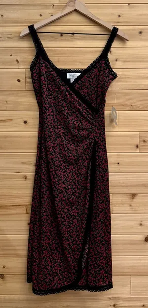 VNTG NWT Nine West Small Rosette Wrap Slip Dress Grunge Romantic Lace Coquette thumbnail 1