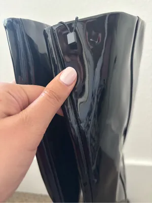 Zara patent leather knee high boots in black thumbnail 5