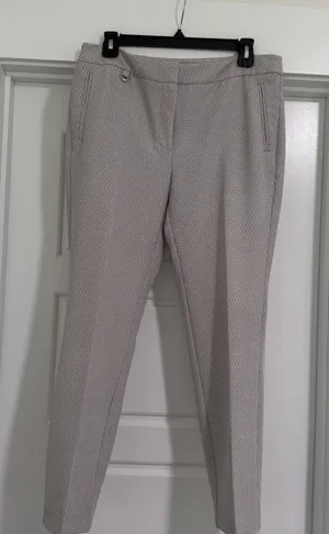 Adrianna Papell Taupe‎ Geo 1 Printed Kate Fit Dress Pants Size 10 thumbnail 1