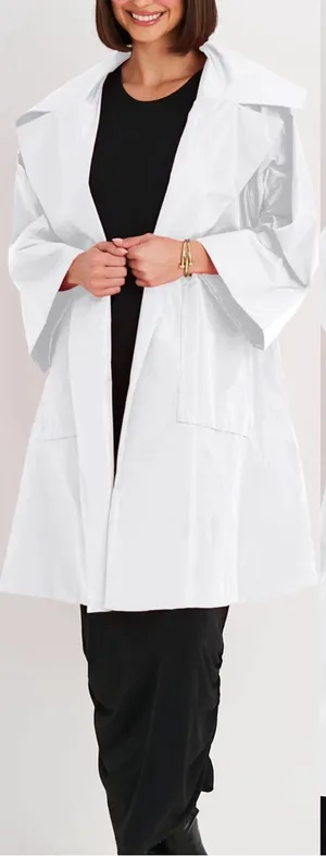 PLANET By Lauren G Nylon Emily Trench Coat White Oversized Sz OS 🧡🍄 thumbnail 1
