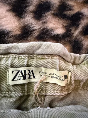 Zara Olive High-Waist Paperbag Shorts with Tie Belt thumbnail 2