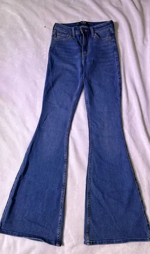 Hollister Deep Blue Flare Jeans - Wide Leg thumbnail 1