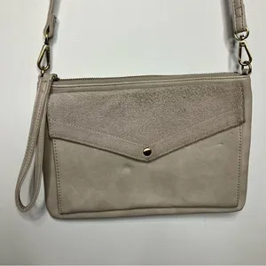 Street level faux Suede crossbody‎ purse gray thumbnail 2