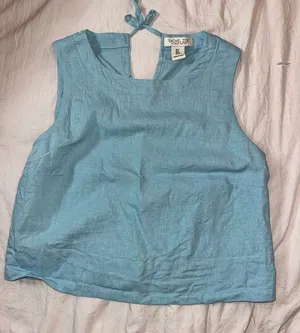 Rachel Zoe blue linen top with tie back detail Size 2 #linen #summer thumbnail 1