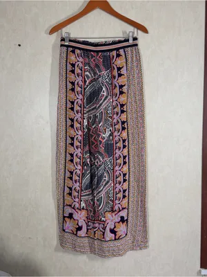 Maeve By Anthropologie Rooibos Cropped Wide Leg Pants Boho in Geometric Floral S thumbnail 5